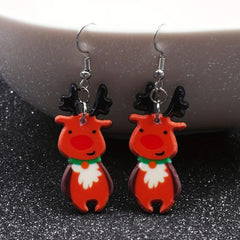 Christmas Elk Dangle Earrings For Women Cartoon Drop Earrings