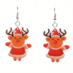 Christmas Elk Dangle Earrings For Women Cartoon Drop Earrings