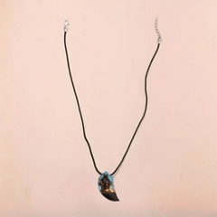 Retro Grey Bear & Warrior Crescent Moon Necklace