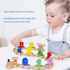 Wooden Train Toy Set for Kids Toddler Boys and Girls