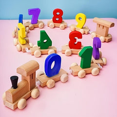 Wooden Train Toy Set for Kids Toddler Boys and Girls