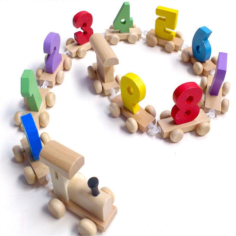 Wooden Train Toy Set for Kids Toddler Boys and Girls
