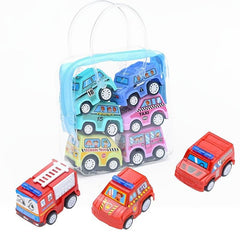 6pcs Pull Back Car Set Fire Truck Model Mini Q Small Car Toy