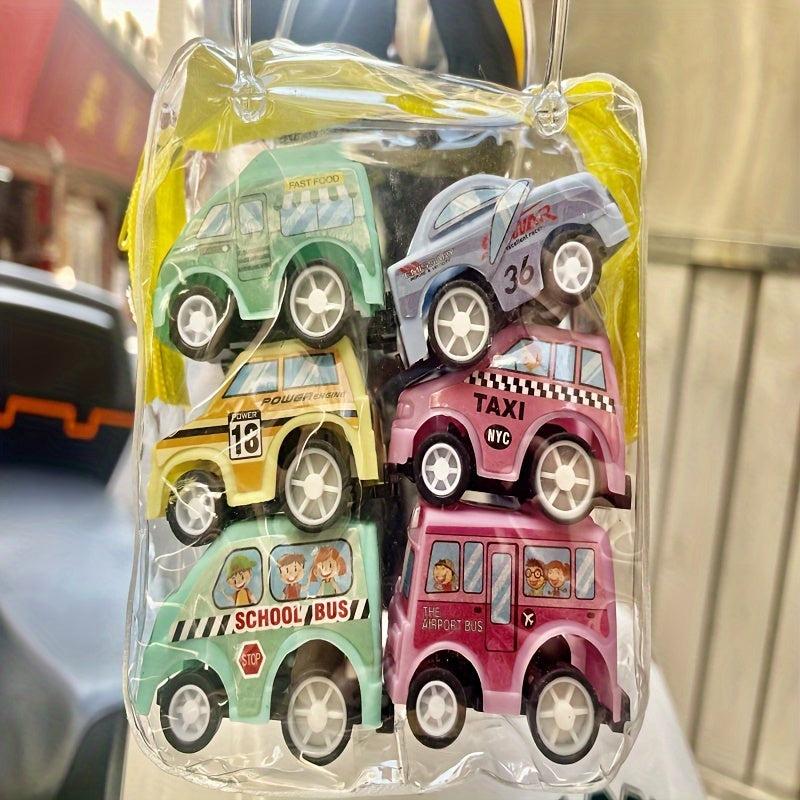 6pcs Pull Back Car Set Fire Truck Model Mini Q Small Car Toy