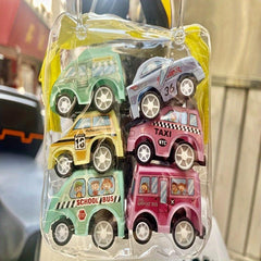 6pcs Pull Back Car Set Fire Truck Model Mini Q Small Car Toy