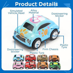 8pcs Pull Back Car Set Mini Toy Car For Kids Colorful Retro Printed