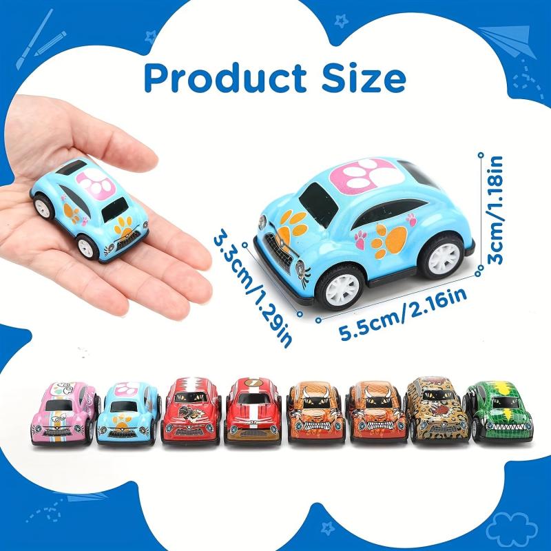 8pcs Pull Back Car Set Mini Toy Car For Kids Colorful Retro Printed