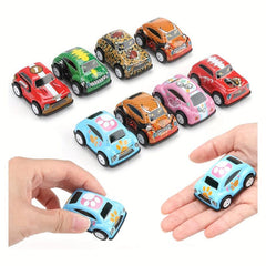 8pcs Pull Back Car Set Mini Toy Car For Kids Colorful Retro Printed