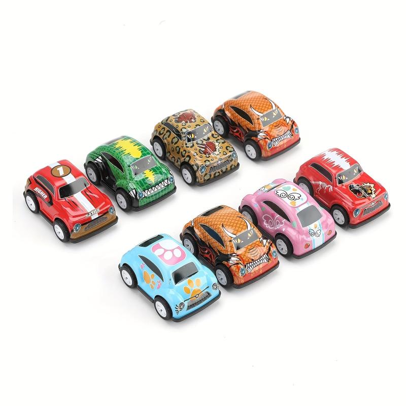 8pcs Pull Back Car Set Mini Toy Car For Kids Colorful Retro Printed