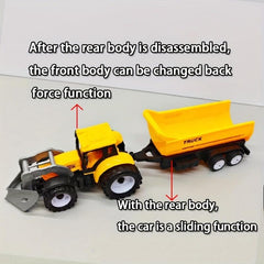 Wooden Toy Car with Bucket Trailer and Forklift