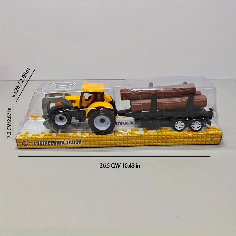 Wooden Toy Car with Bucket Trailer and Forklift