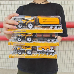 Wooden Toy Car with Bucket Trailer and Forklift