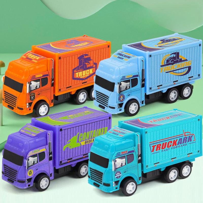 4pcs Pull Back Container Car Toy Set for Boys Christmas Gift