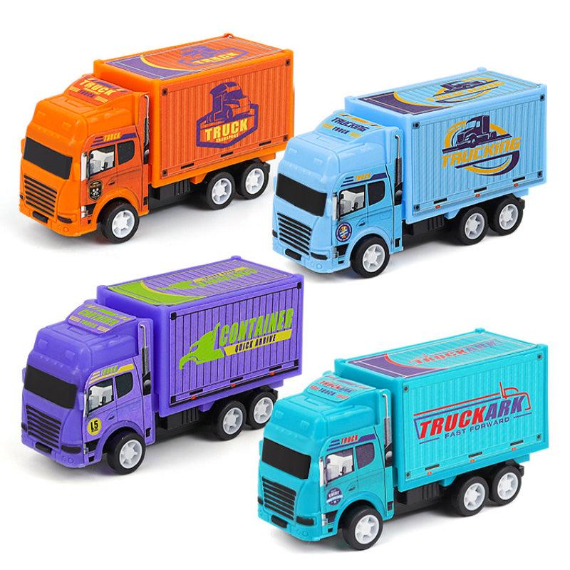 4pcs Pull Back Container Car Toy Set for Boys Christmas Gift