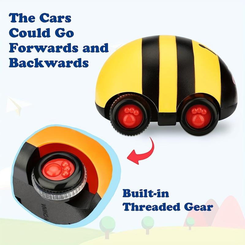 4pcs Friction Powered Vehicle Car Toys Play Push And Go Back And Forth
