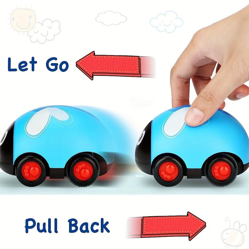4pcs Friction Powered Vehicle Car Toys Play Push And Go Back And Forth