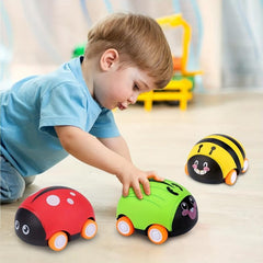 4pcs Friction Powered Vehicle Car Toys Play Push And Go Back And Forth