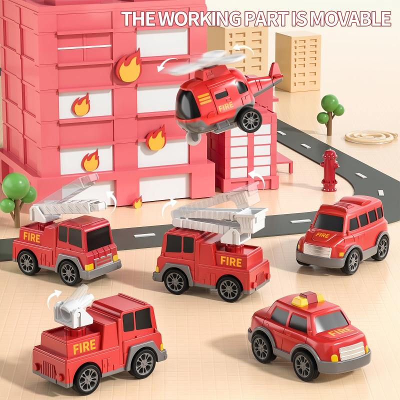 7pcs Friction Power Vehicle Car Toy Set Ideal Gift for Toddlers & Kids Ages 3-9