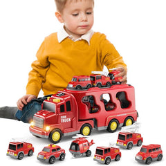 7pcs Friction Power Vehicle Car Toy Set Ideal Gift for Toddlers & Kids Ages 3-9