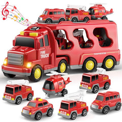 7pcs Friction Power Vehicle Car Toy Set Ideal Gift for Toddlers & Kids Ages 3-9