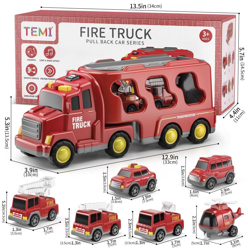 7pcs Friction Power Vehicle Car Toy Set Ideal Gift for Toddlers & Kids Ages 3-9