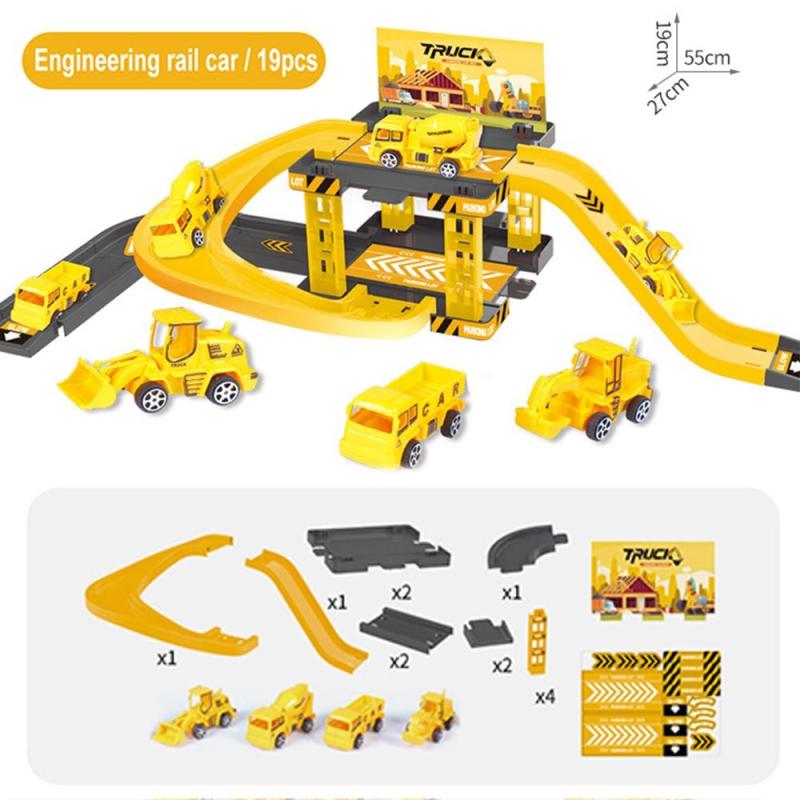Fire Engine DIY Jigsaw Rail Way Track Parking Lot Toy for Kids