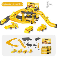 Fire Engine DIY Jigsaw Rail Way Track Parking Lot Toy for Kids