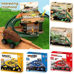 Fire Engine DIY Jigsaw Rail Way Track Parking Lot Toy for Kids