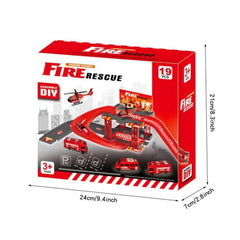 Fire Engine DIY Jigsaw Rail Way Track Parking Lot Toy for Kids