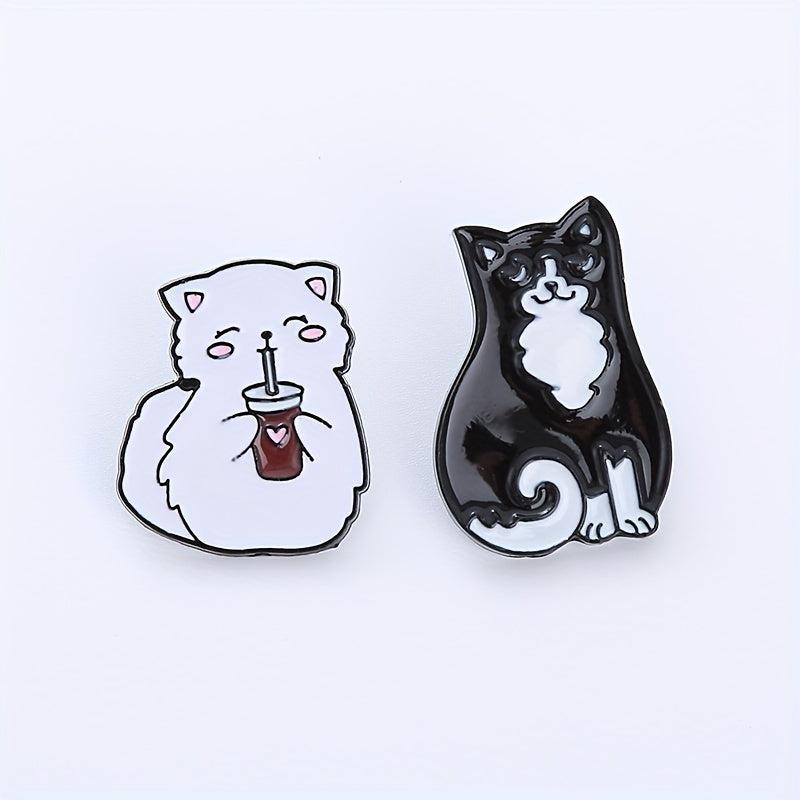 2pcs Couple Cat Brooches Animal Kitten Badges