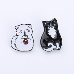 2pcs Couple Cat Brooches Animal Kitten Badges