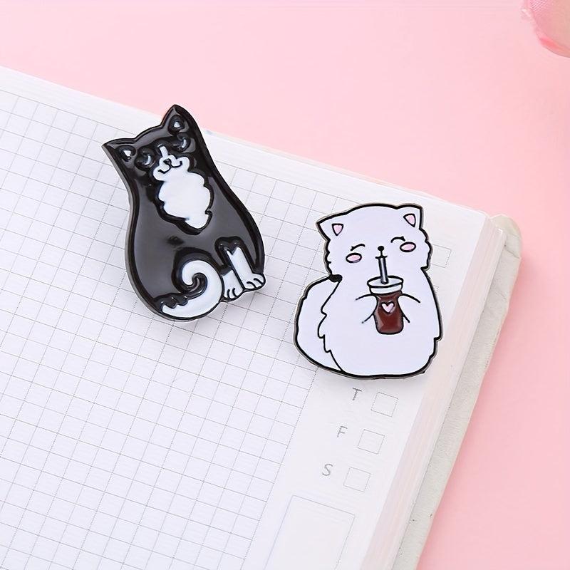 2pcs Couple Cat Brooches Animal Kitten Badges