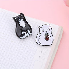 2pcs Couple Cat Brooches Animal Kitten Badges