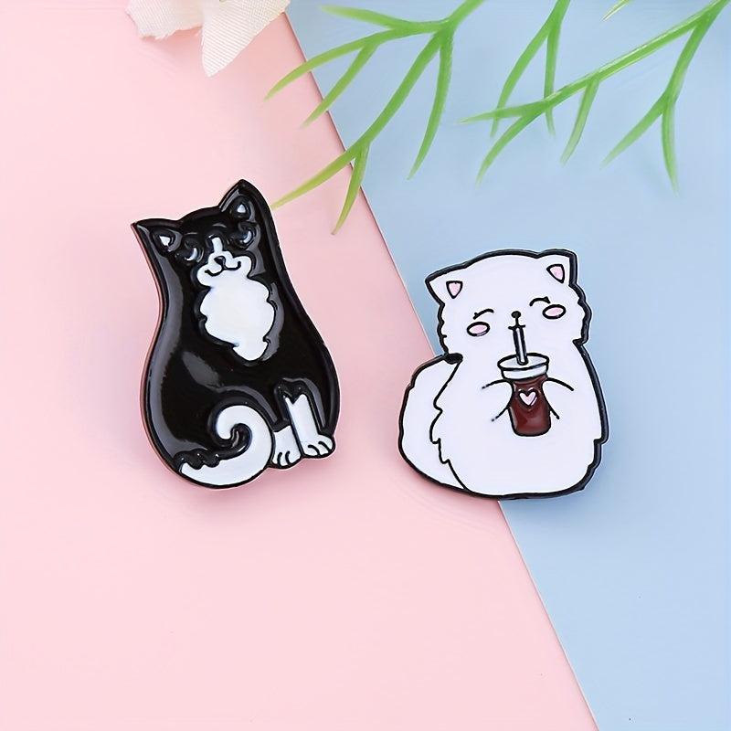 2pcs Couple Cat Brooches Animal Kitten Badges