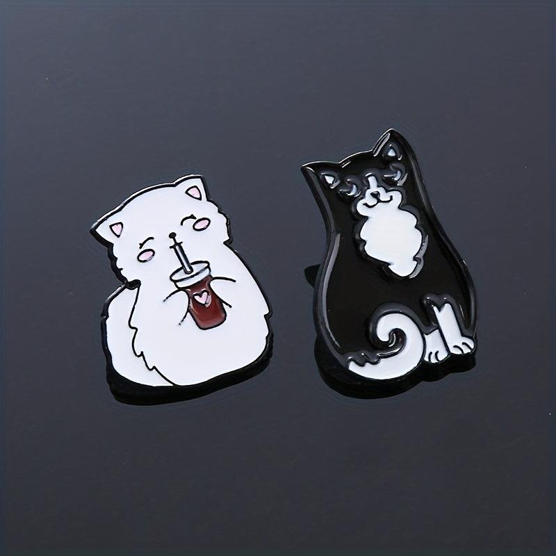 2pcs Couple Cat Brooches Animal Kitten Badges
