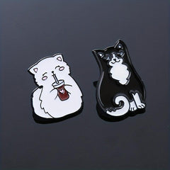 2pcs Couple Cat Brooches Animal Kitten Badges
