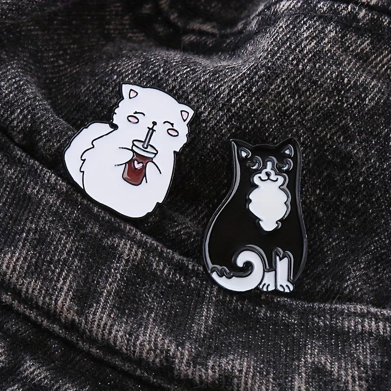2pcs Couple Cat Brooches Animal Kitten Badges