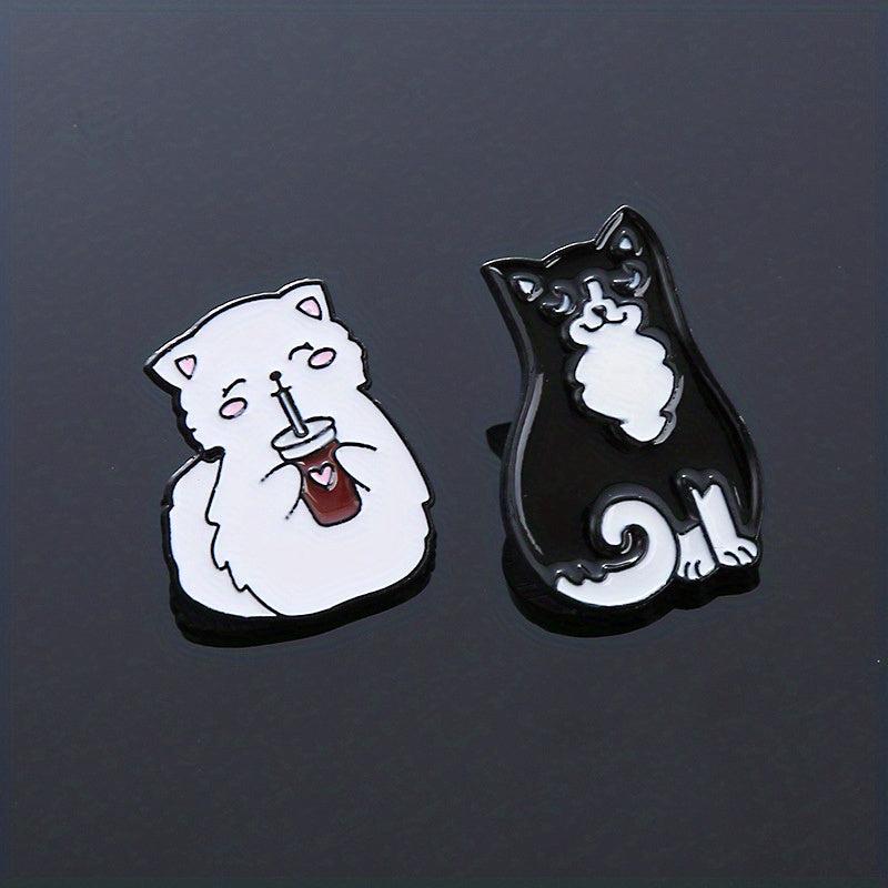2pcs Couple Cat Brooches Animal Kitten Badges