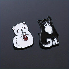 2pcs Couple Cat Brooches Animal Kitten Badges
