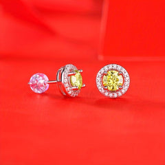Moissanite Stud Earrings Silvery, Yellow Moissanite Jewelry