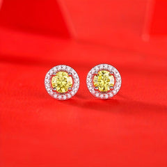 Moissanite Stud Earrings Silvery, Yellow Moissanite Jewelry
