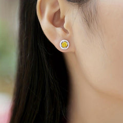 Moissanite Stud Earrings Silvery, Yellow Moissanite Jewelry