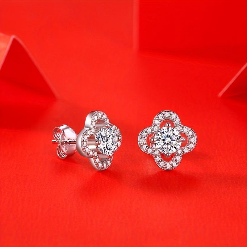 Moissanite Earrings 925 Silver Women's Stud Jewelry Mother's Gift