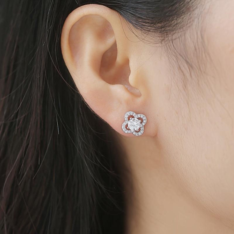 Moissanite Earrings 925 Silver Women's Stud Jewelry Mother's Gift