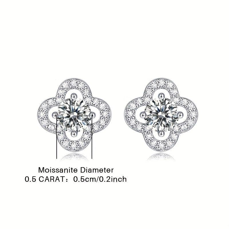 Moissanite Earrings 925 Silver Women's Stud Jewelry Mother's Gift