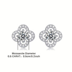 Moissanite Earrings 925 Silver Women's Stud Jewelry Mother's Gift