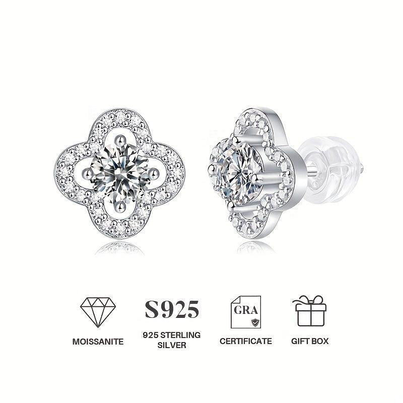 Moissanite Earrings 925 Silver Women's Stud Jewelry Mother's Gift