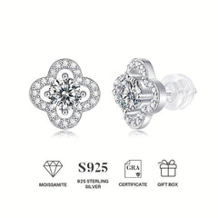 Moissanite Earrings 925 Silver Women's Stud Jewelry Mother's Gift