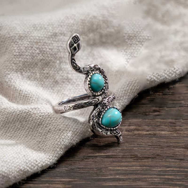 Bohemian Snake Turquoise Ring for Wedding Holiday Jewelry