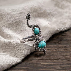 Bohemian Snake Turquoise Ring for Wedding Holiday Jewelry